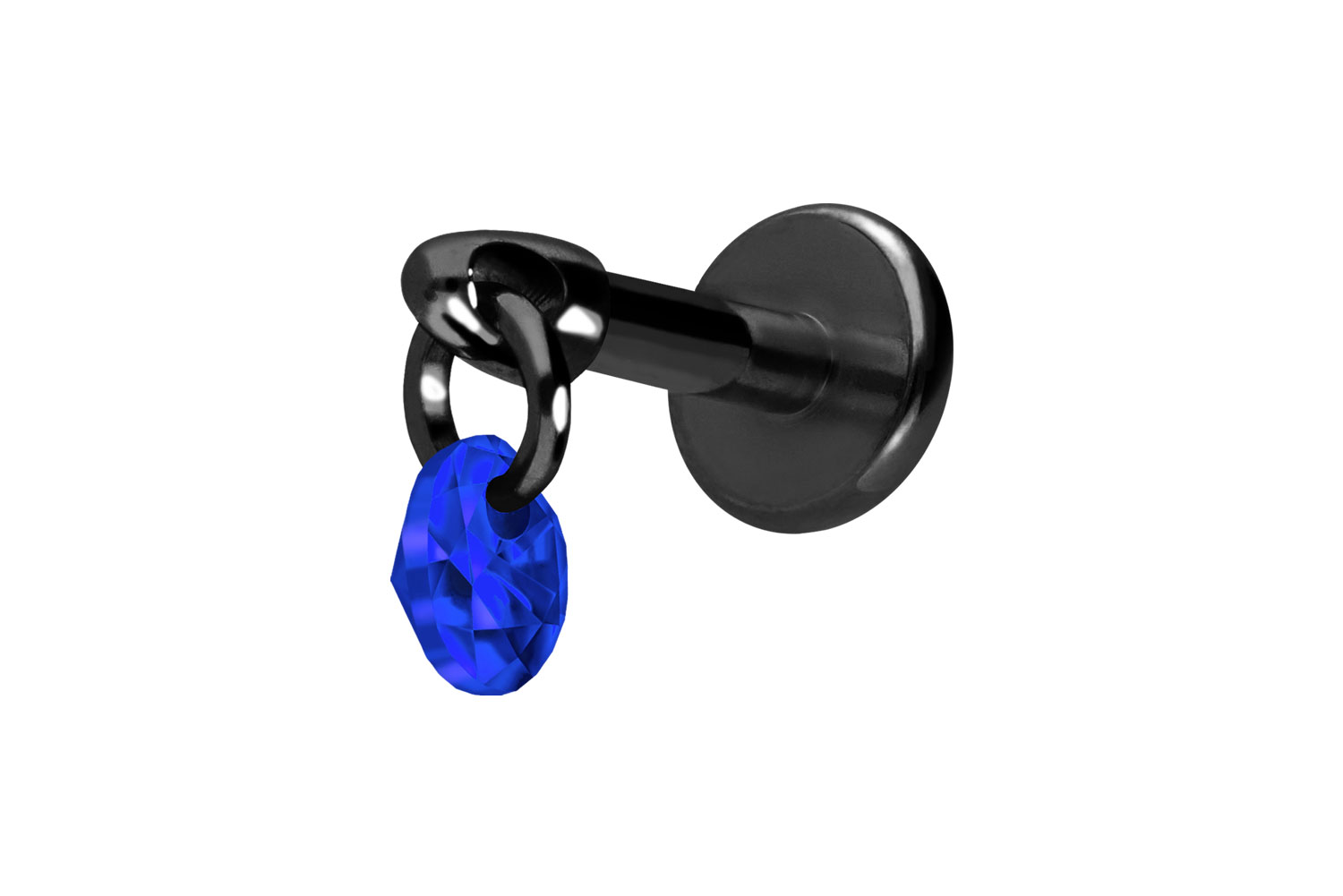 Titan Labret Piercing mit Innengewinde RUNDER KRISTALL